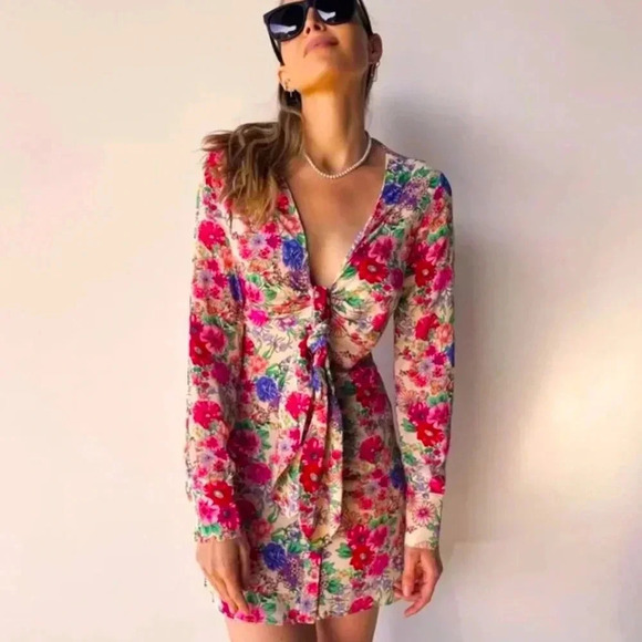 NWT Favorite Daughter The Barely Holding It Together Pink Floral Mini Dress 10 - Picture 2 of 12